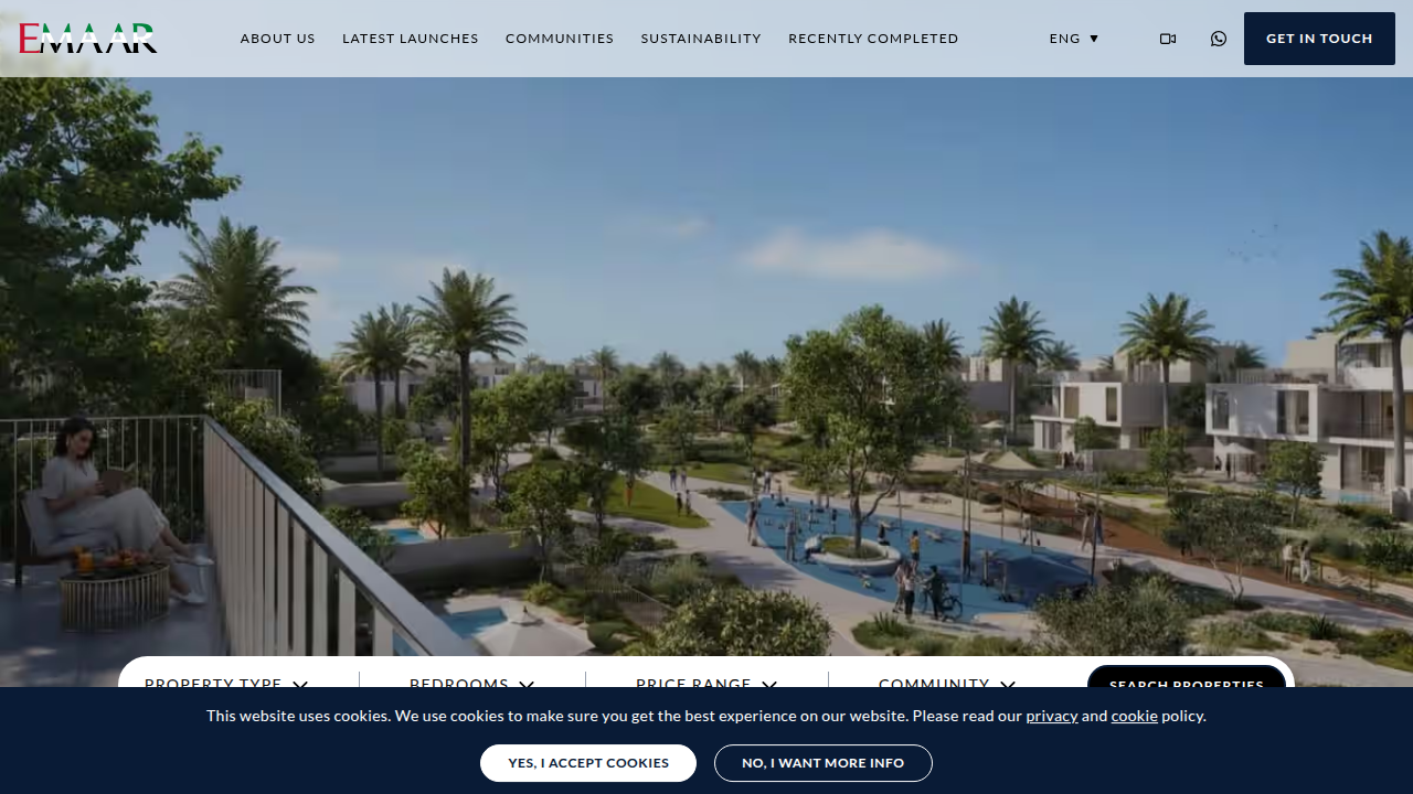Emaar Properties website, a leading developer behind new opportunities in Dubai's villa market.