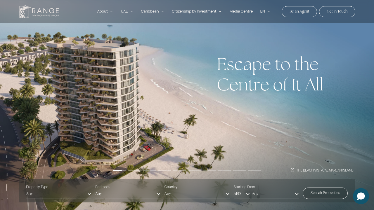 Screenshot of Range Developments Group homepage, a resource for property buying guides.
