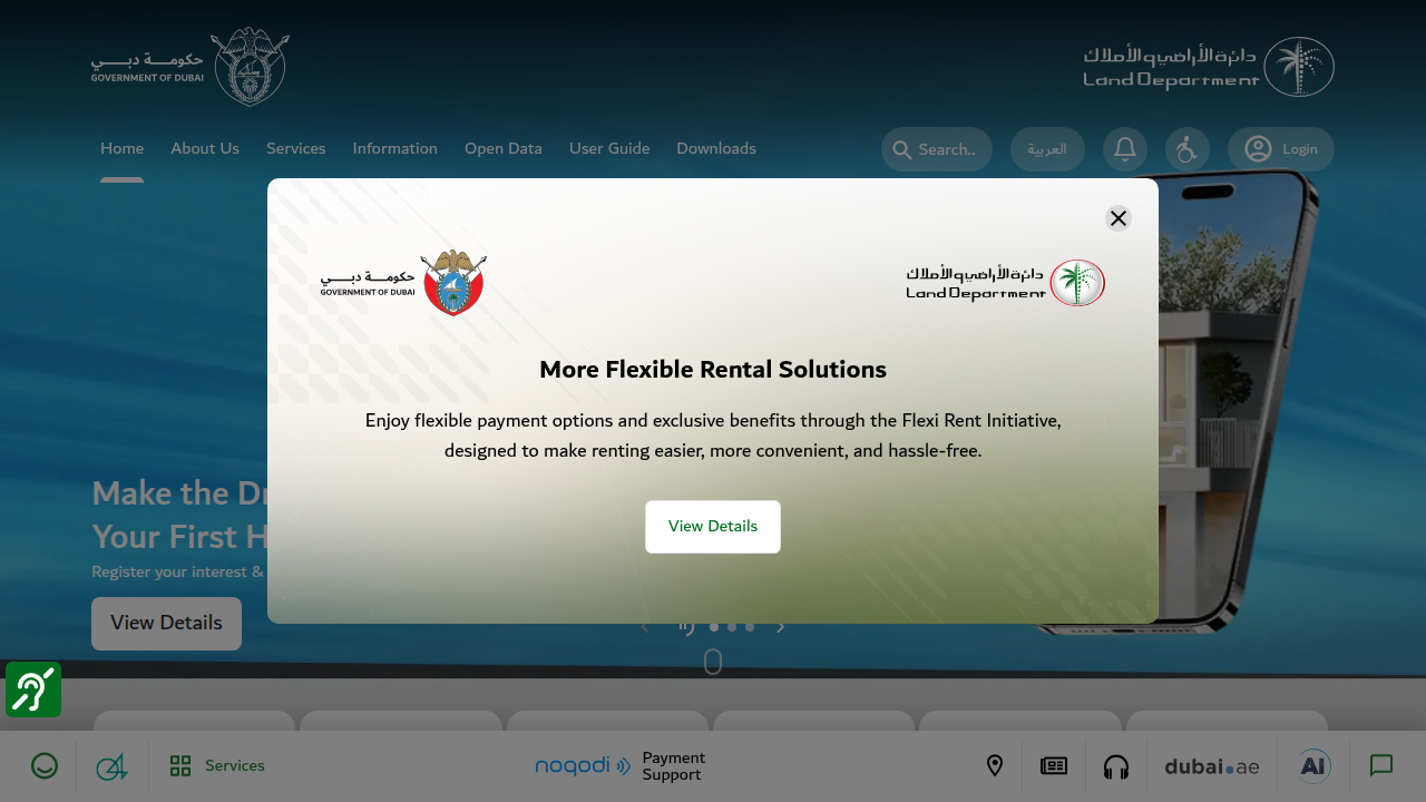 The official website of the Dubai Land Department (DLD), central to property registration and ownership verification.