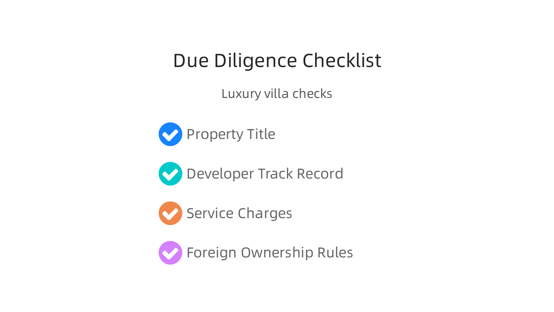 Infographic presenting a concise checklist for conducting due diligence when purchasing luxury villas in Sharjah.