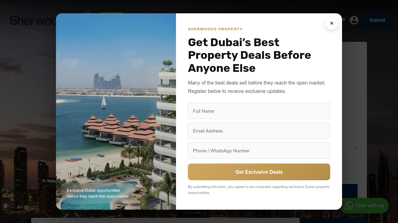 Screenshot of Sherwoods Property, a key resource for Dubai real estate market data and trends.