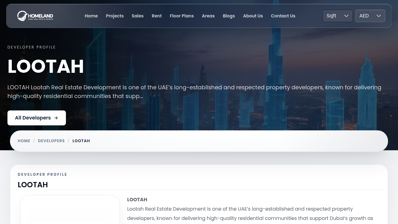 Explore the official profile page for Lootah Real Estate Development, a key player in Dubai's property landscape.