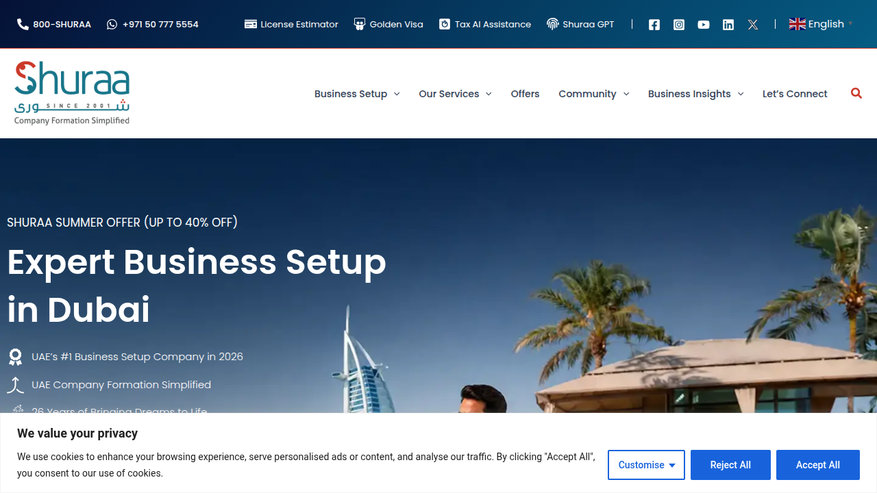 Shuraa Business Setup provides services for company formation and licensing in Dubai, including real estate.